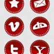 red stitched social media icon set red stitched social media icon set